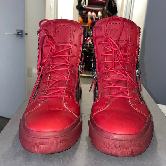 Authentic Giuseppe Zanotti Red Leather London  SZ 45 US 10.5 - Picture 3 of 8
